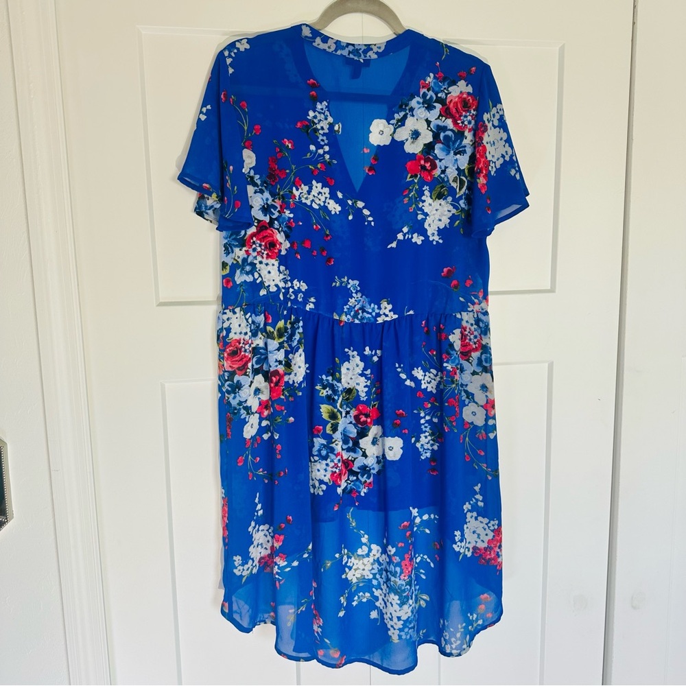Torrid Vibrant Blue Floral High Low Tunic Dress